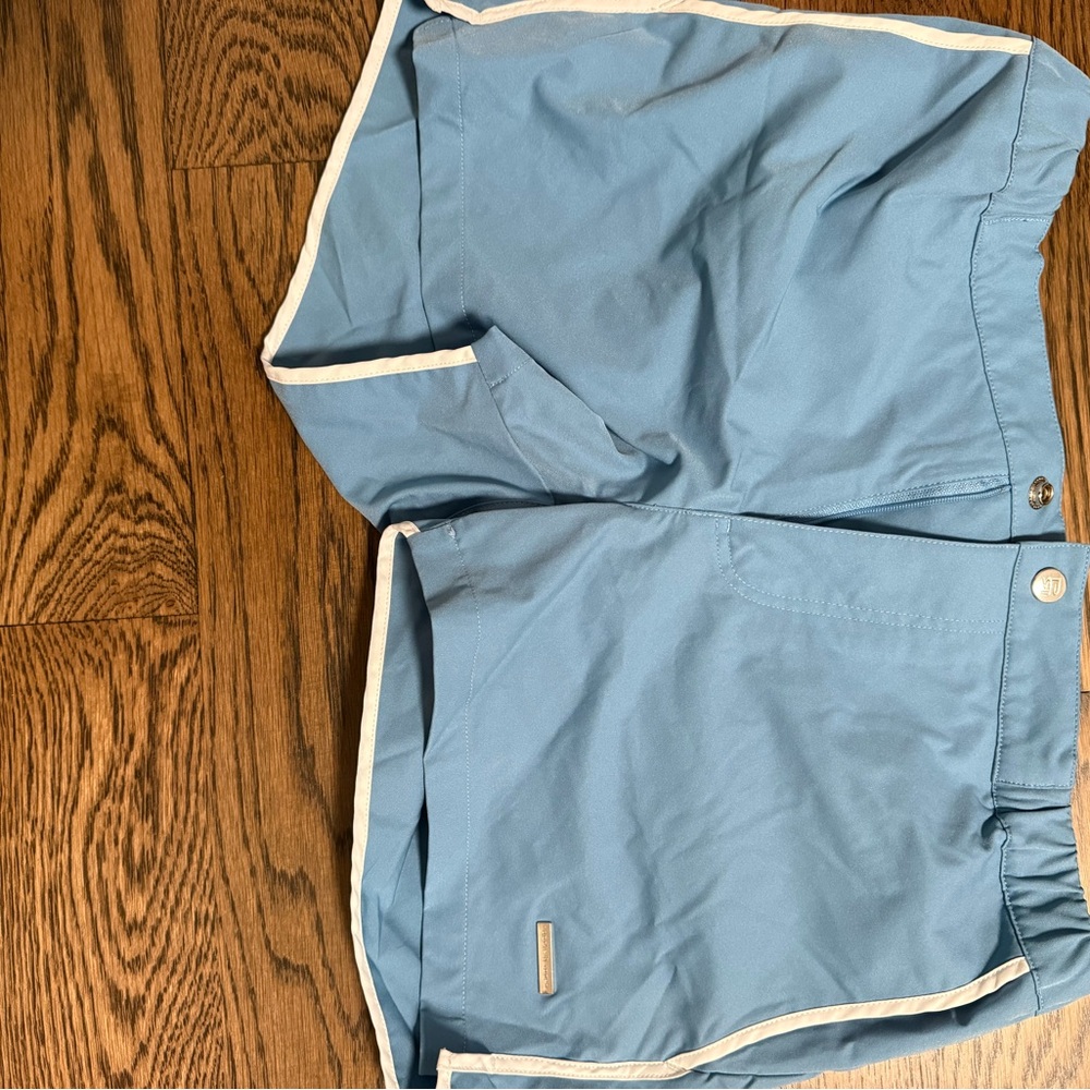 Parke & Ronen Light Blue Swim Shorts with White Trim